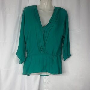 Parker Teal V-Neck Blouse